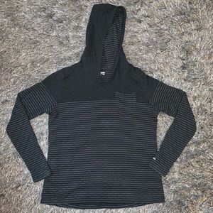 Womens black hooded long-sleeve shirt